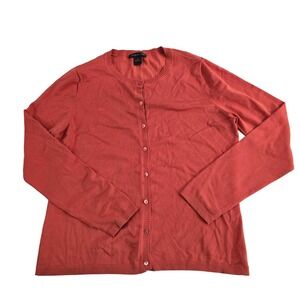 August Silk Cardigan Sweater Set Top Sleeveless Knit‎ Coral Pink Womens M Medium